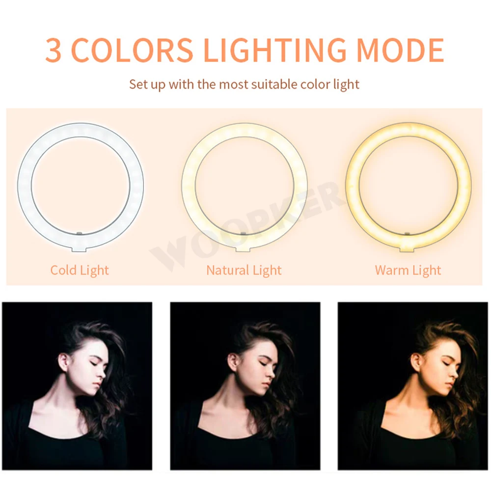 Светодиодный кольцевой светильник для селфи 10 дюймов со штативом и держателем