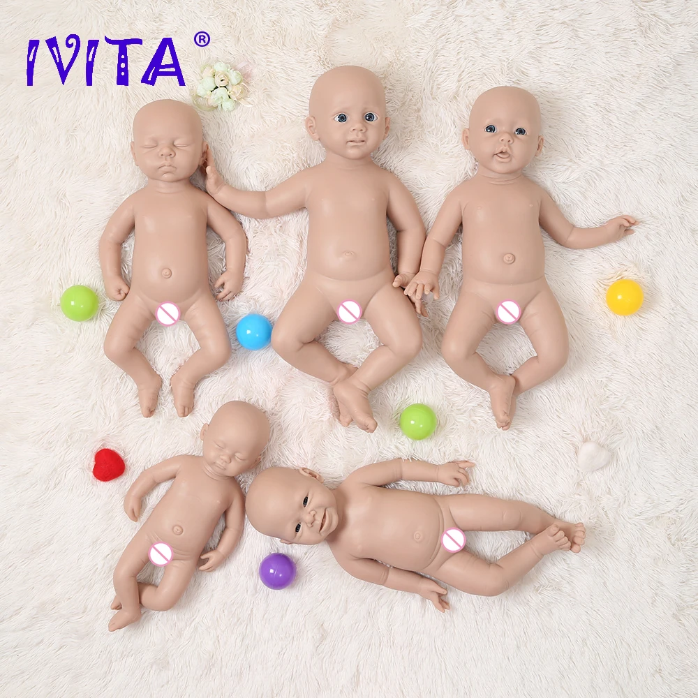 

IVITA High Quality Unpainted Unfinished Soft Dolls Eyes Choices Silicone Reborn Baby Dolls Realistic Newborn Baby DIY Blank Toys