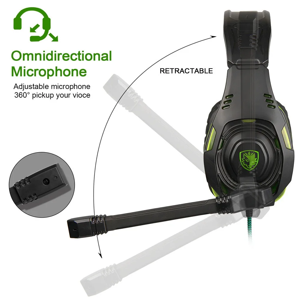 

Sades Sa938 Wired Gaming 3.5 Headphones With Microphone Earphone Headset For Ps4 Head-wearing Style Earphone Comfortable To Wear