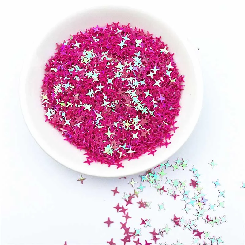 4 мм четырехконечная Звезда Крест блестки ПВХ Кристалл грязи мигающие ногти