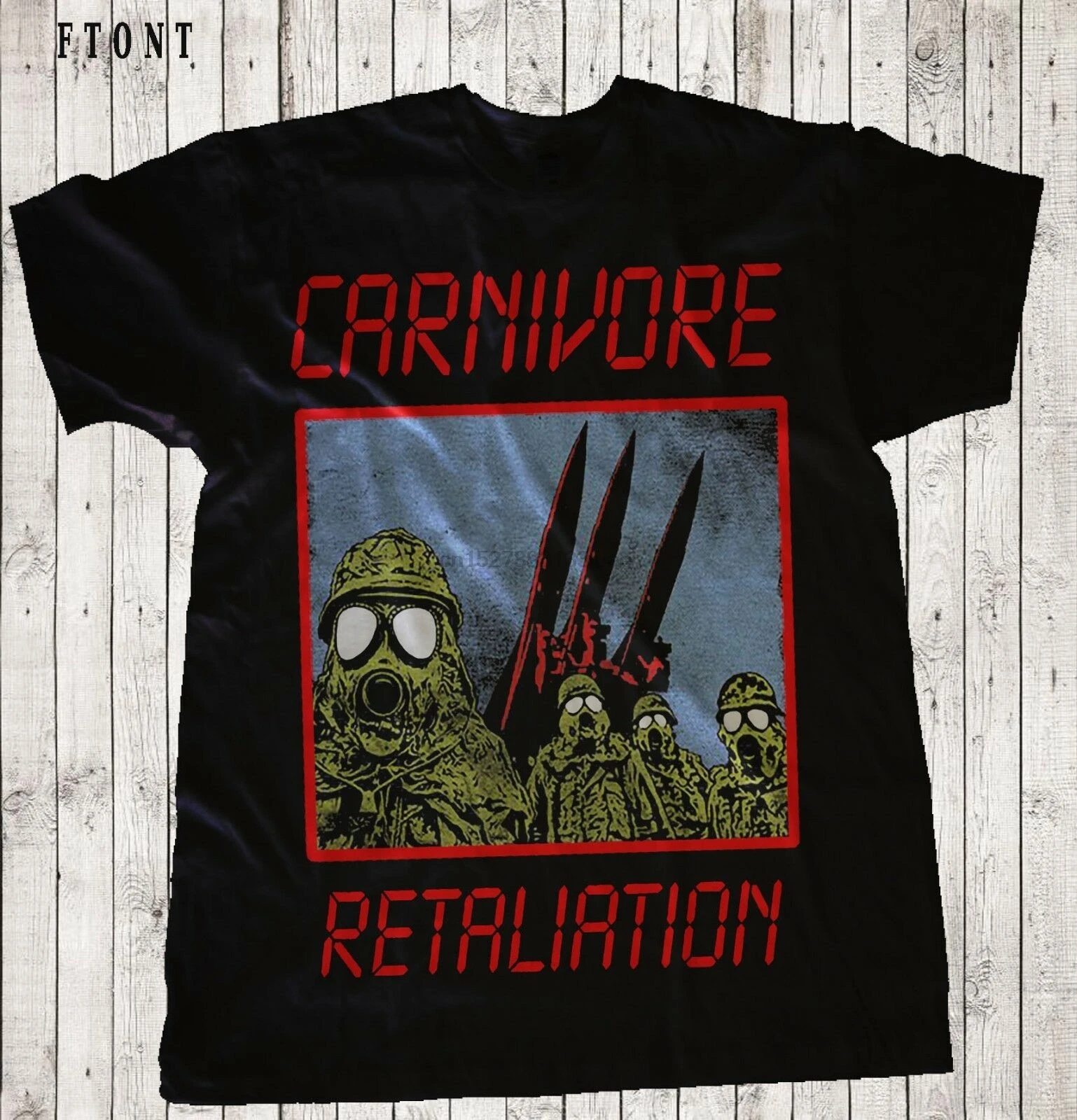 Черная футболка с круглым вырезом и металлическим принтом CARNIVORE RetaliationThrash