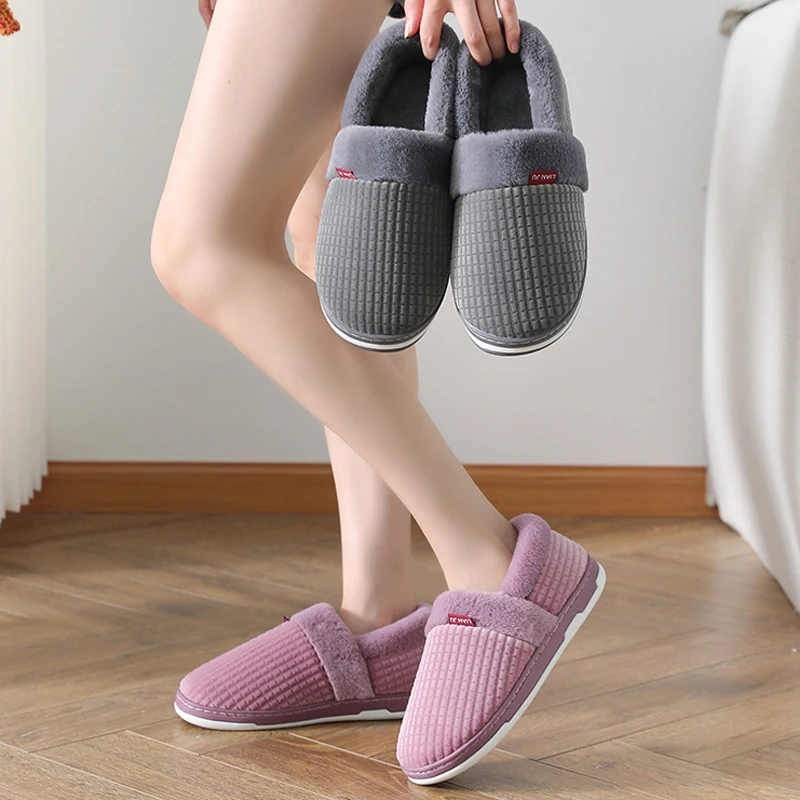 

Модные хлопковые домашние тапочки на осень и зиму, плюшевые флисовые уличные тапочки, меховые домашние тапочки для пола, обувь для пар