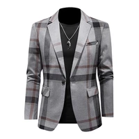 2021 spring classic plaid mens blazer british slim business casual suit jacket fashion mens single buckle wedding jacket s 5xl