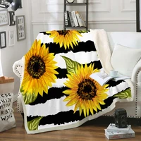 sunflower throw blanket yellow sunflowers blanket black stripes sunflowers printed sherpa fleece blanket soft warm blanket for b