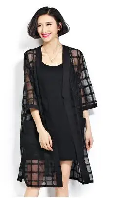 2020 летнее шифоновое пальто размера плюс стильная женская одежда в черную клетку