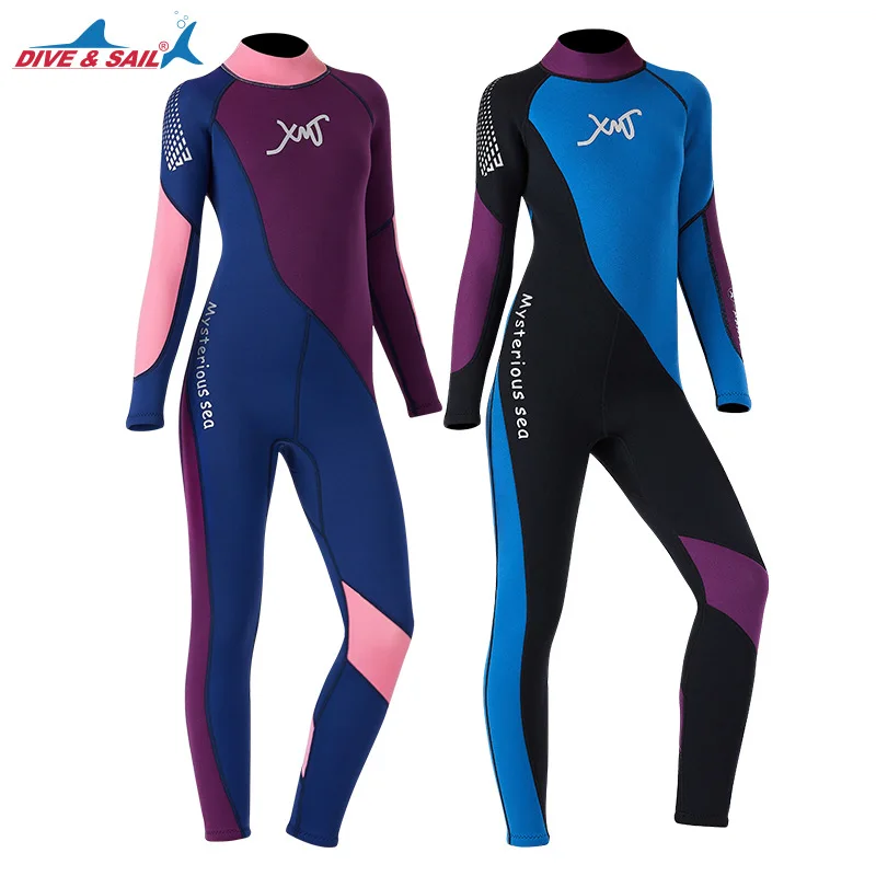 

Kids Scuba One-piece Diving Suit 2.5 MM Neoprene Snorkeling Wetsuit for Girl Long Sleeves UV Protection Surfing Swimwear