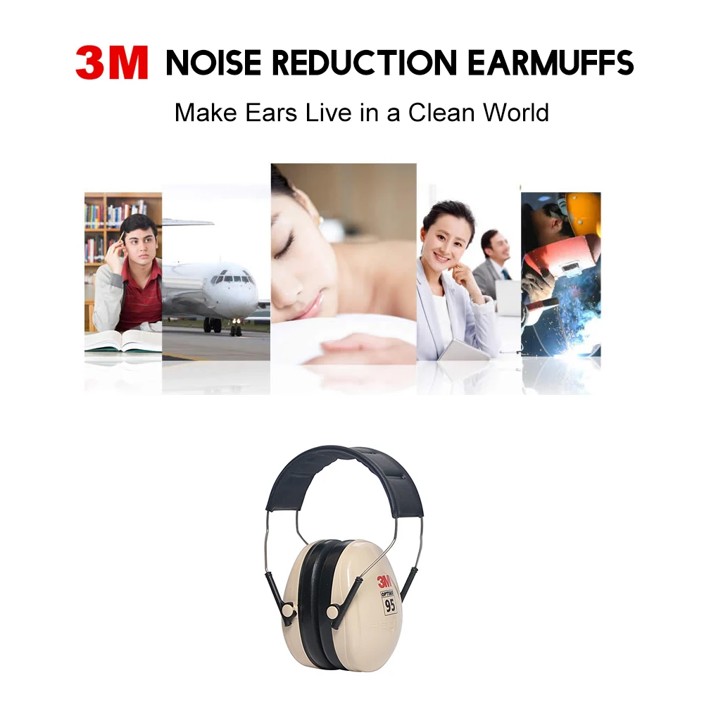 

3M H6A Sound insulation Earmuffs SNR:27db Security 3M Ear Protector Noise reduction Soundproof Ear muffs For Study Sleeping Work