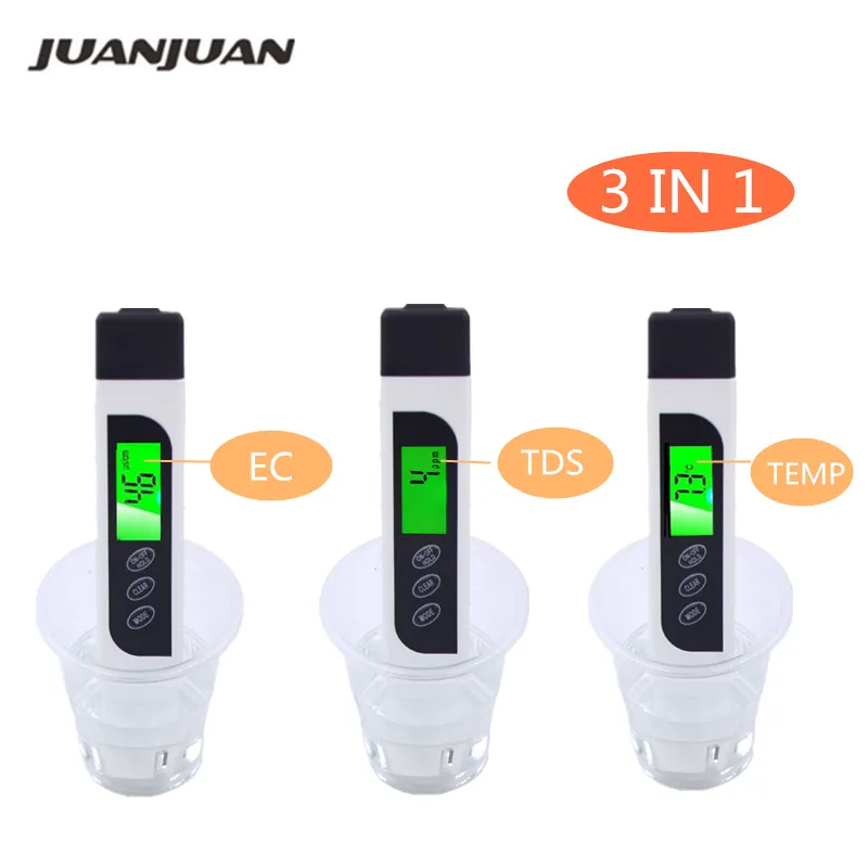 3 в 1 ЖК Цифровой TDS EC Тестер измеритель температуры с подсветкой монитор качества