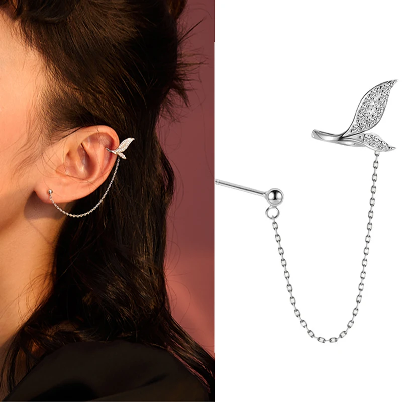 

KISSLOVE Fantasy Style Mermaid Fish Tail Earring Shiny Zircon Mermaid Bubble Ocean Animal Whale Tail Earring For Girl Women