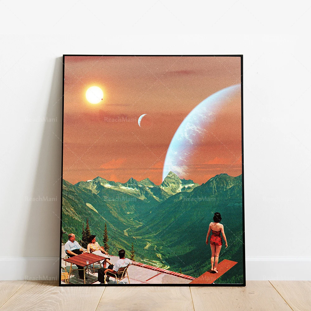 День отдыха коллаж искусства винтажный Психоделическое искусство ретро