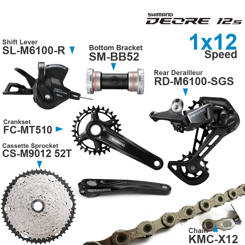 Переключатель передач SHIMANO DEORE M6100 12 Скоростей задняя цепь кривошипная система MT510
