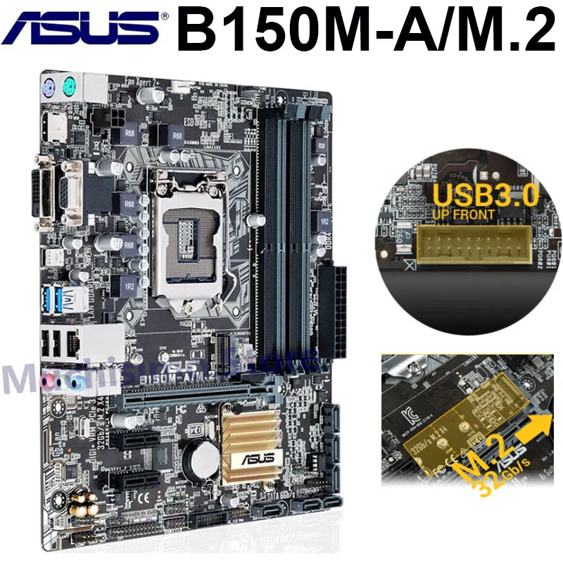 

Motherboard Asus B150M-A/M.2 Socket LGA 1151 Core i7 i5 i3 Pentium Celeron Mainboard desktop Original B150 DDR4 64GB M.2 Used