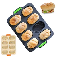 8 grid french bread silicone mold non stick built in metal edging cake mold heat resistant baking mould easy demoulding bakeware
