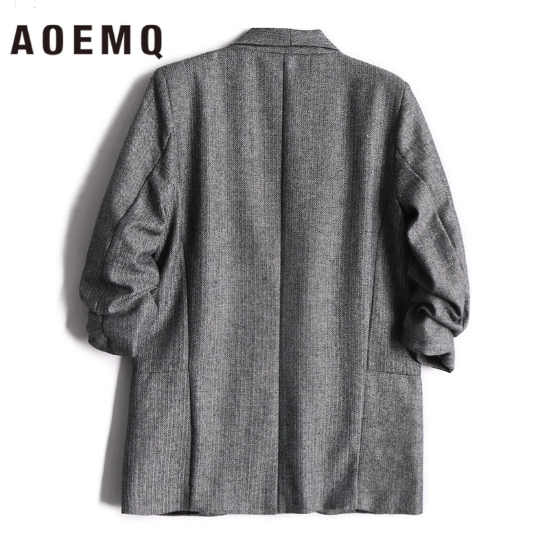 Женская Осенняя куртка AOEMQ куртки глубокого цвета с карманами офисная одежда