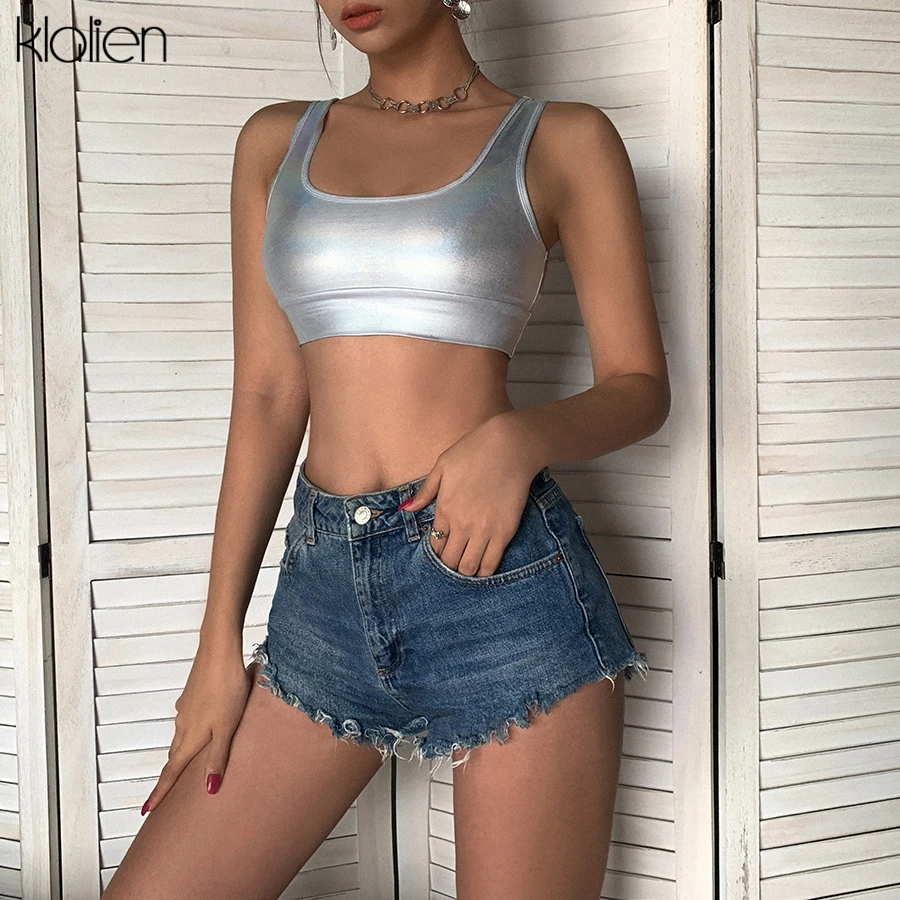 Klanien сексуальный камзол + серебряные шорты лето 2020 новые костюмы женские