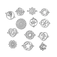 flower stainless steel connectors jewelry component lotus wintersweet rose diy findings 5pcs lot