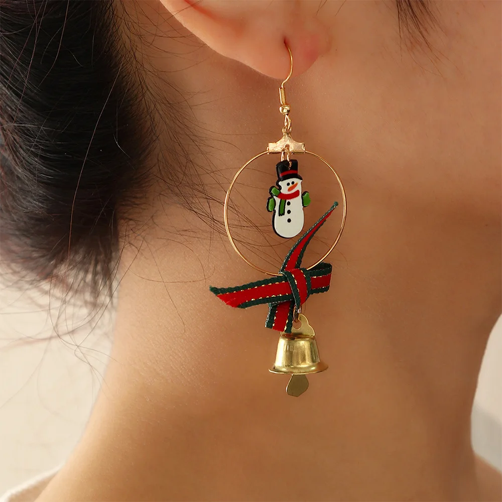 

Fashion Christmas Snowman Ear Hook For Earrings Girls Women Hoop earrings Holiday Gift Jewelry Creative Bells Pendant Earrings