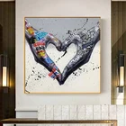 Абстрактное изображение сердца, жест, граффити, Картина на холсте, художественные плакаты и принты, настенные декоративные картины для гостиной