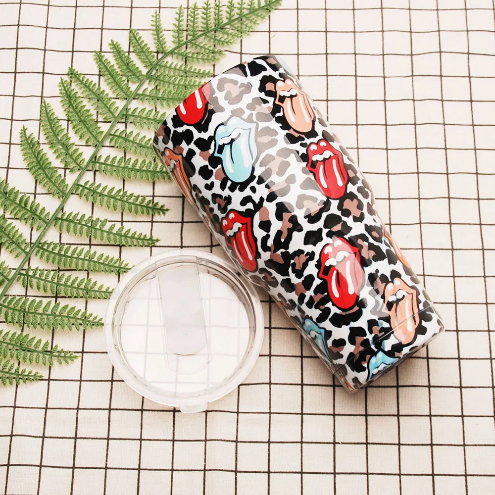 

25pcs Lot 30oz Leopard Tongue Stainless Steel Tumbler Cup Heat Perservation Travel Gift Water Holder DOMIL1175