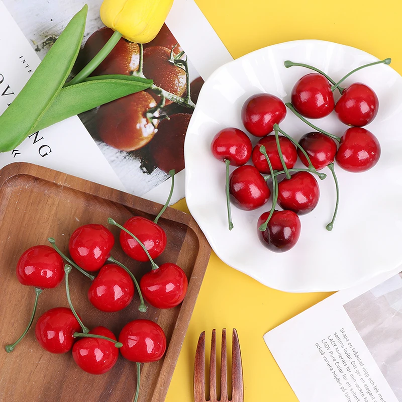 

20PCS/Set Fake Cherry Artificial Fruit Model Simulation Cherry Ornament Craft Food Photography props Party Home Decoration