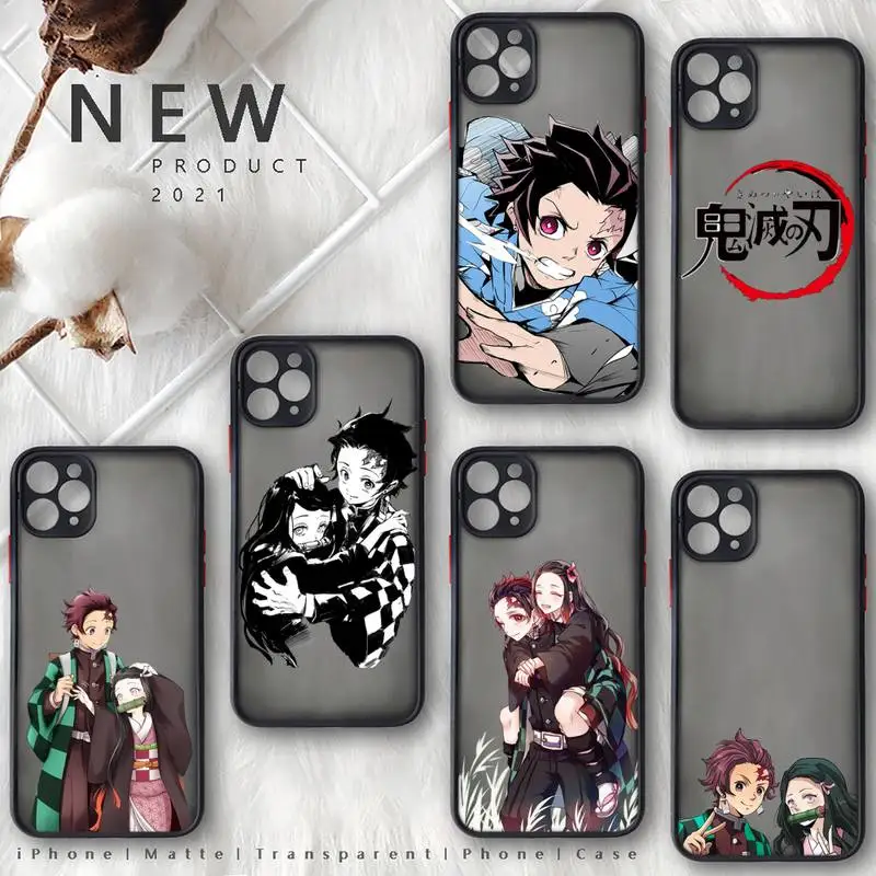 

Demon Slayer Phone Case Matte Transparent for iphone 11 12 pro mini XS XR X max 7 8 plus TPU Mobile bags coque shell funda