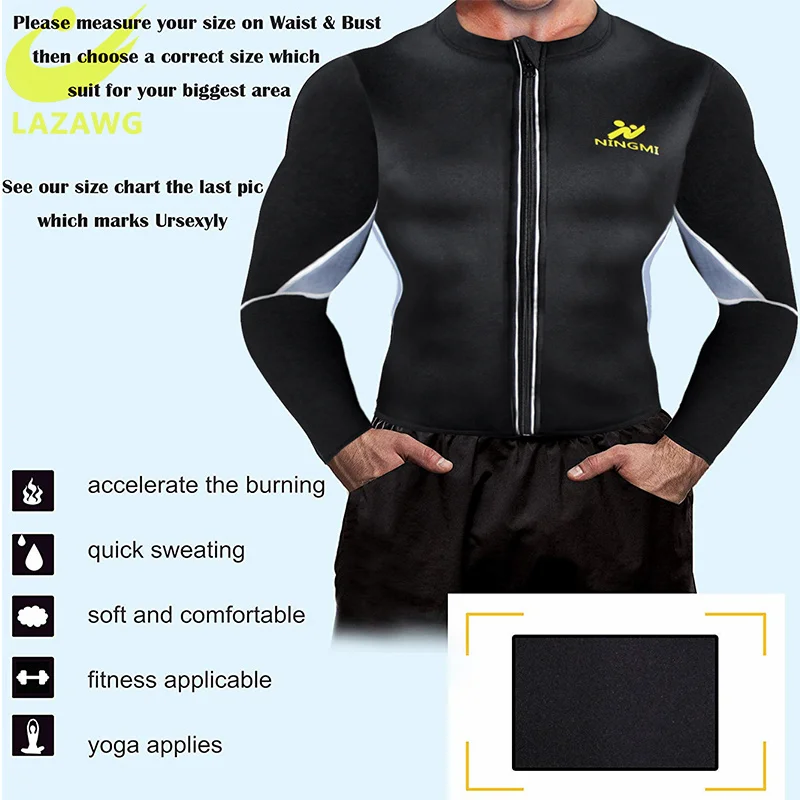 LAZAWG Men Sauna Sweat Suits  Shirt Gym Waist Trainer  Tank Top Slimming Body Suits Shaper Loss Fat Burner Compression Shirt