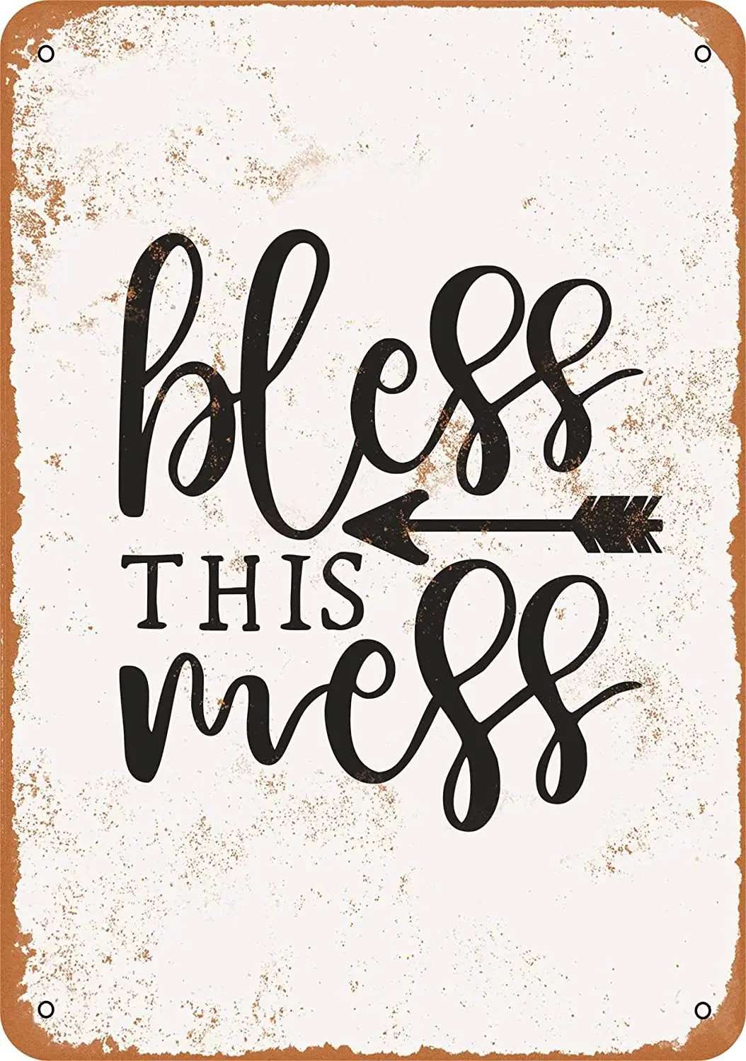 

WallColor 8*12 Metal Sign Bless This Mess Vintage Look