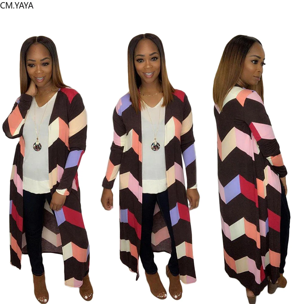 Женское свободное пончо в полоску элегантное винтажное пальто-Тренч с длинным