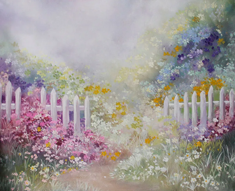 Mehofond картина маслом цветок фон Весенний сад фиолетовый розовый цветочный