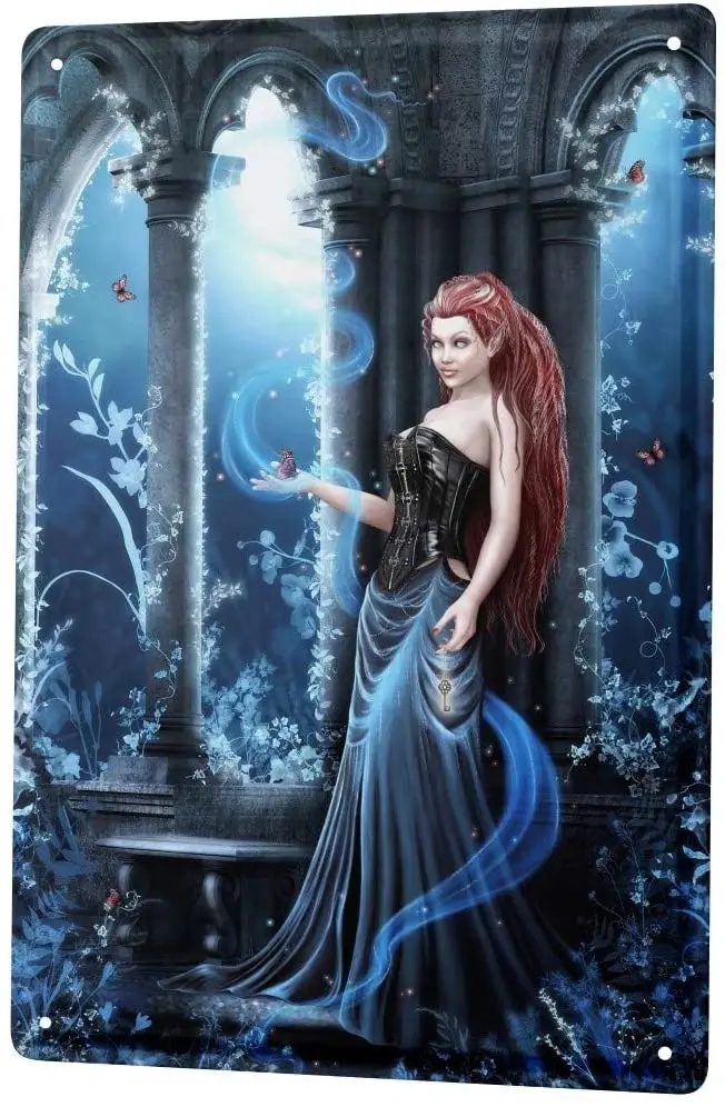 

Tin Sign Fantasy Gothic Night Butterfly Fairy Vintage Metal Pub Club Cafe bar Home Wall Art Decoration Poster Retro 8x12 inches