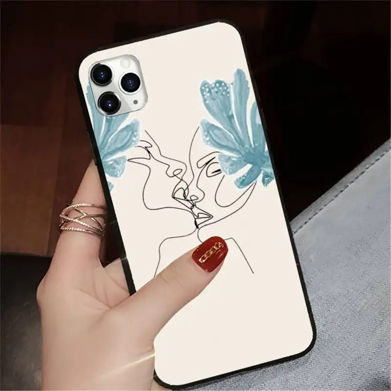 

Aesthetics art face line pattern Phone Case for iPhone 11 12 pro XS MAX 8 7 6 6S Plus X 5S SE 2020 XR high quality cover shell