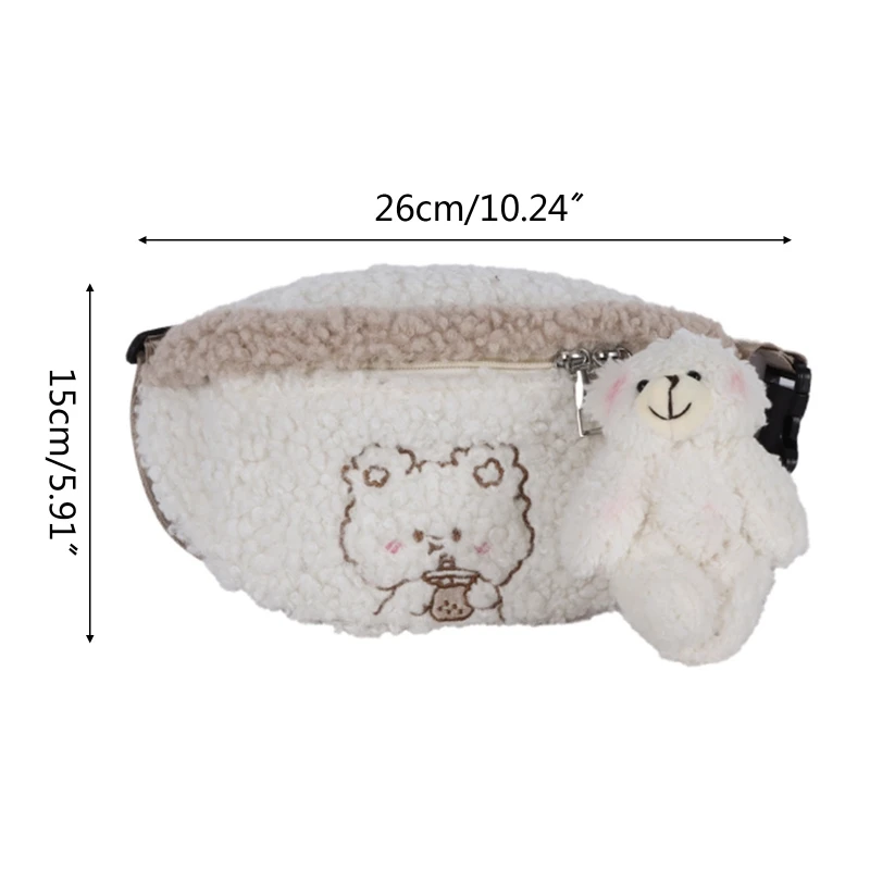 

Women Ladies Cartoon Plush Crossbody Shoulder Bag Patchwork Waist Bag Fanny Pack Purse Satchel