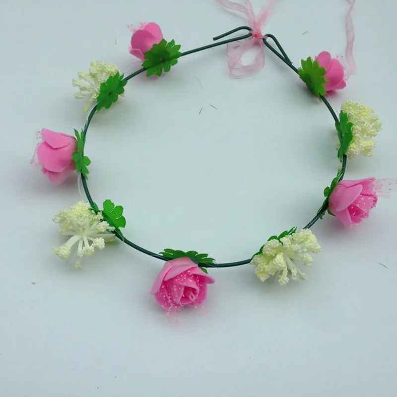 

2021 New Colorful Foam Flower Headband Garland Women Girls Floral Hairband Hair Accessories Wedding Party Favor