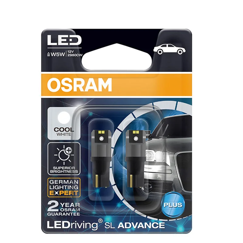 

12V T10 W5W 194 OSRAM LED Signal Lamps LEDriving Advance 6000K Cool White LED Turn Interior Reading Light Auto Bulbs 2980CW(2PC)