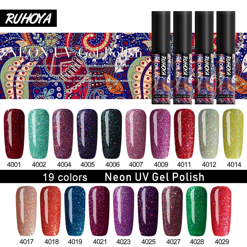 Ruhoya неоновый лак для ногтей 5 мл штамповочная Краска Лак геллак Nagellak