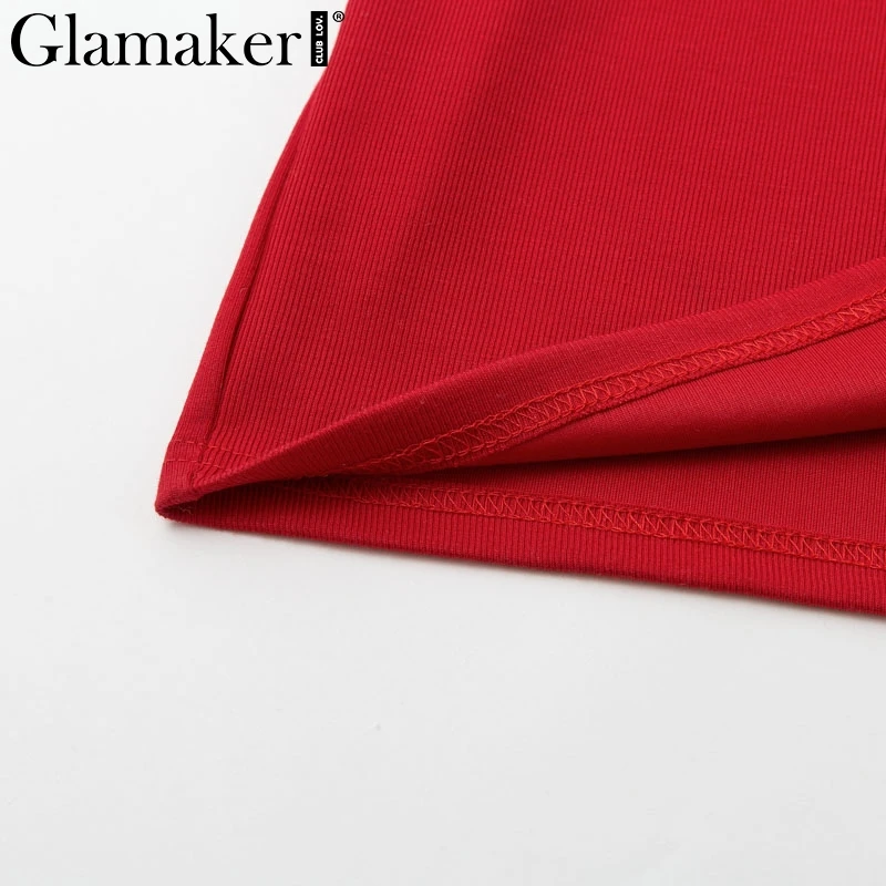 Glamaker, Красное вязаное винтажное сексуальное платье с v-образным вырезом, с выемками, с закручивающимися пуговицами, элегантное женское платье, Осень-зима, женские вечерние платья, длинное платье