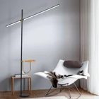 Скандинавская черная простая торшер, алюминиевая стоячая лампа длиной напольного освещения для фойе, спальни, гостиной, светодиодные светильники