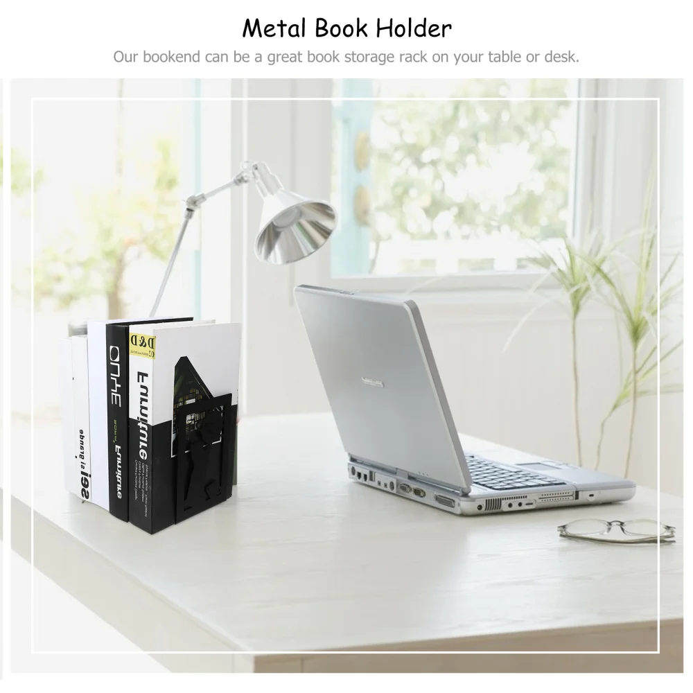 

2PCS Metal Iron Bookend Practical Book Storage Bookend Delicate Bookend