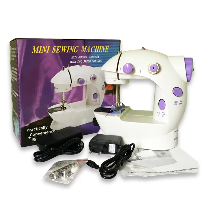 

Portable Sewing Machines Portable Mini Electric Household Crafting Mending with Foot Pedal Cutter Light for Home Beginners Kids