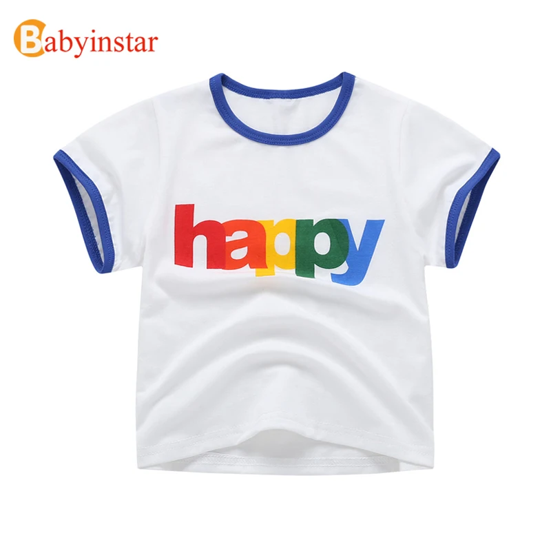 Детская футболка babyinstar для девочек новые летние топы с короткими рукавами и