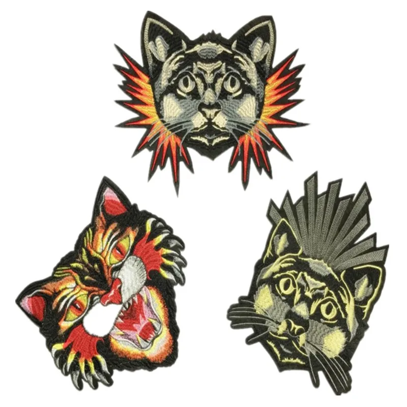 

Embroidered Patches Iron-on Per 3P Trims Tiger Head Decorative Accessories DIY Appliques Quilting for Patchwork Dress Handwork
