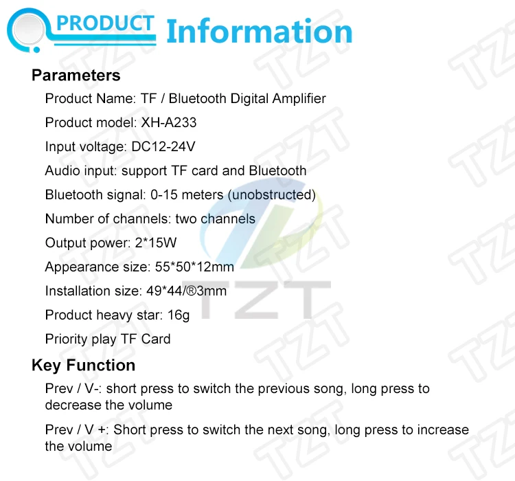 XH-A233 15 Вт X 2 Bluetooth 4,2 цифровой усилитель мощности доска стерео TF карты играть 12v~ 24v аудио усилитель