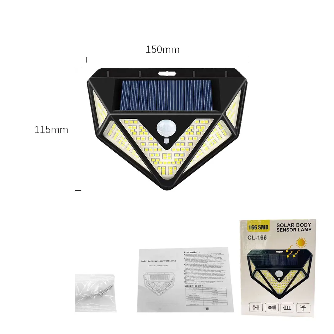 

Tonewan 166LED Solar Light Garden for Outdoor lighting, multi-function Solar Lamps; Waterproof with Sensor light-up Street Light