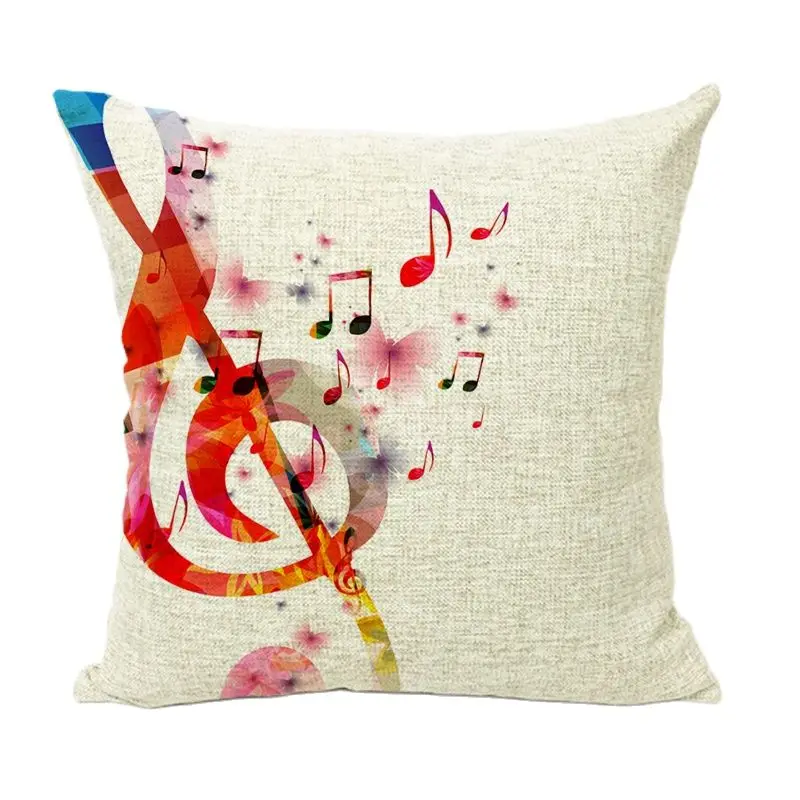 Нарисованные музыкальные элементы гитара рог и ноты украшение для концерта место подушка Чехол 45*45 см