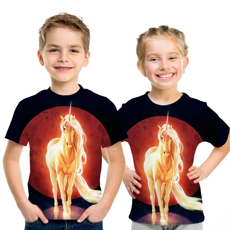 picture color Уличная одежда с 3D принтом детская футболка с изображением короля льва Летняя Повседневная рубашка с короткими рукавами и изображением Льва для мальчиков и девочек - Цвет: picture color
