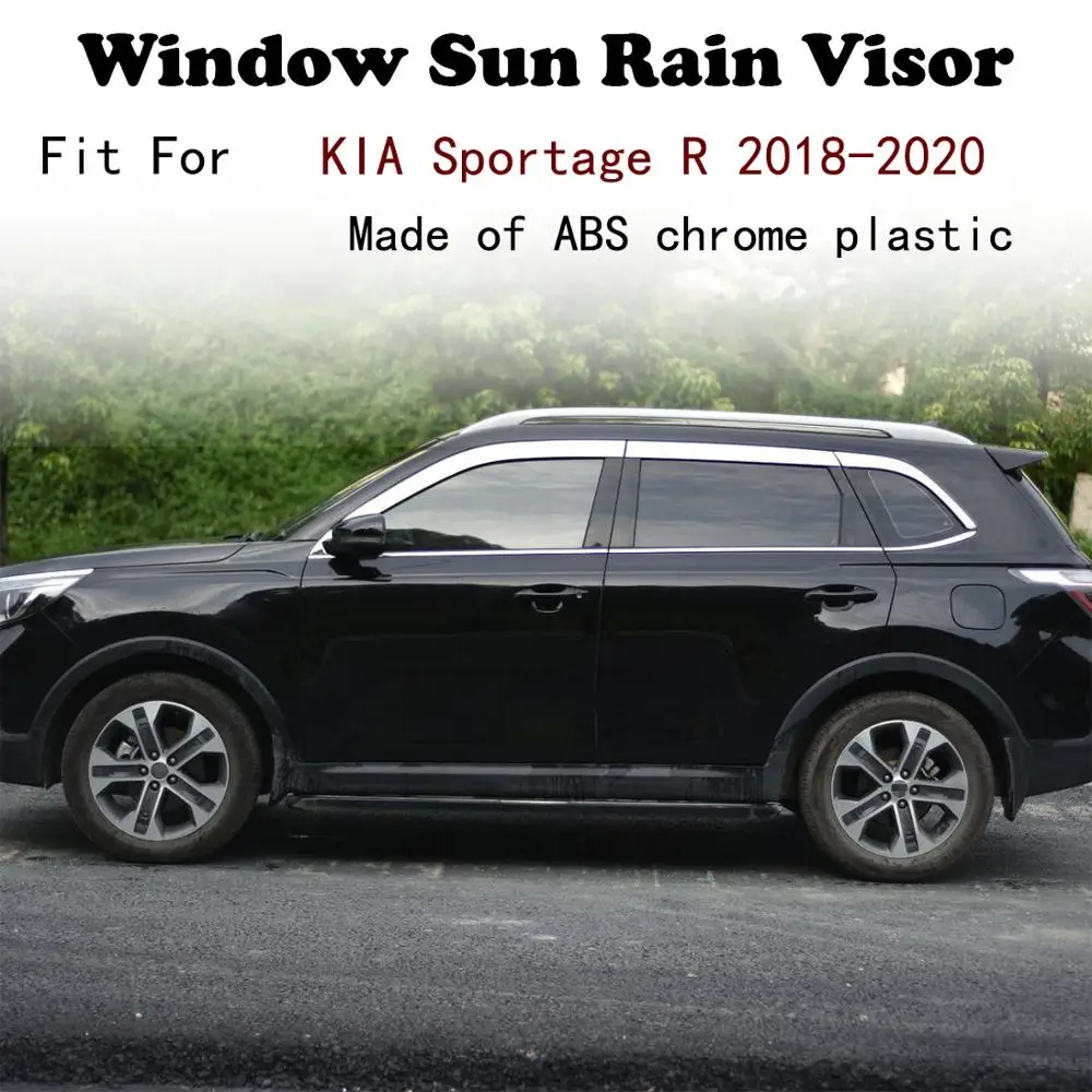 

ABS Chrome plastic Window Visor Vent Shades Sun Rain Guard car accessories For KIA Sportage R 2018-2020