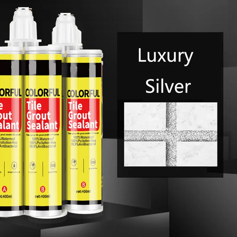 Luxury silver 1 шт 400 мл 24 цвета двухкомпонентная керамическая Гибкая эпоксидная плитка затирка для наполнения швов и стыков - Цвет: Luxury silver