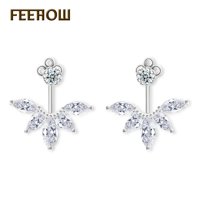 Женские серьги гвоздики с цирконием FEEHOW вечерние в Корейском стиле