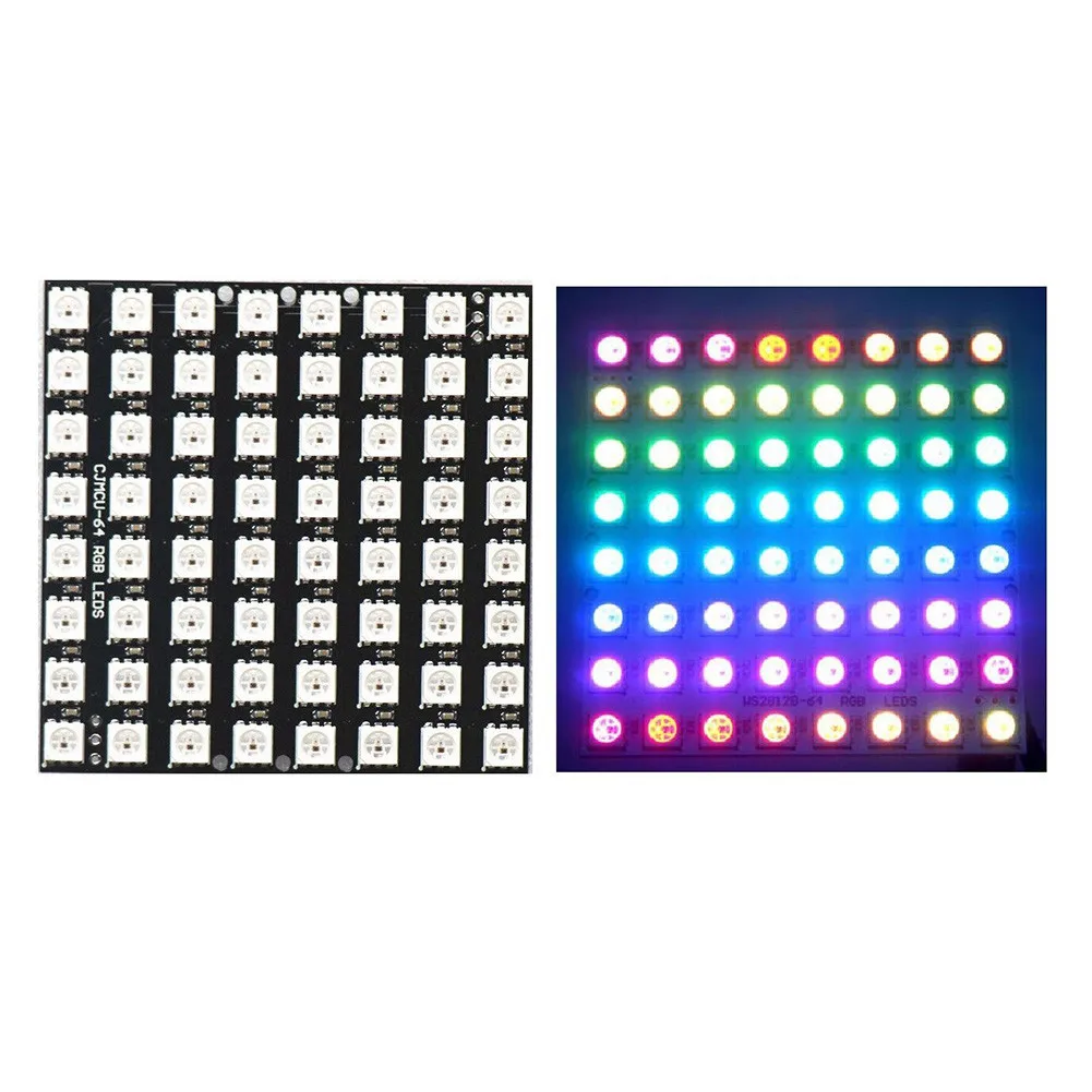 180 ° пикселей Экран 5050 RGB светодиодный 8x8 64 бит полноцветная DC 5V для Arduino|Детали