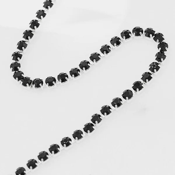 1 ярд 1 ряд ss6 ss12 ss16 Цвет Кристалл стекло горный хрусталь серебряная чашка коготь Закрыть цепь пришить Планки Ремесло для одежды аксессуары - Цвет: black